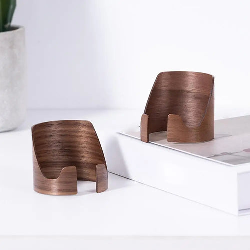 Walnut Phone Stand Easy Storage Desktop Holder             حامل خشبي للمكتب مناسب لجميع الأجهزة